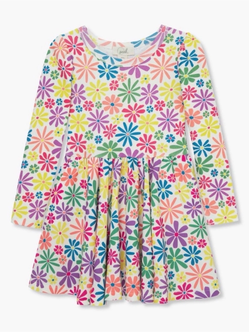 Peek girls' long-sleeve dress in multicolor floral
